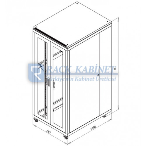 39U SERVER RACK KABİNİ 80cm GENİŞLİK x 100cm DERİNLİK